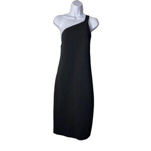 Zara Womens Little Black Dress One Shoulder Sleeveless Open Back Zip M New‎